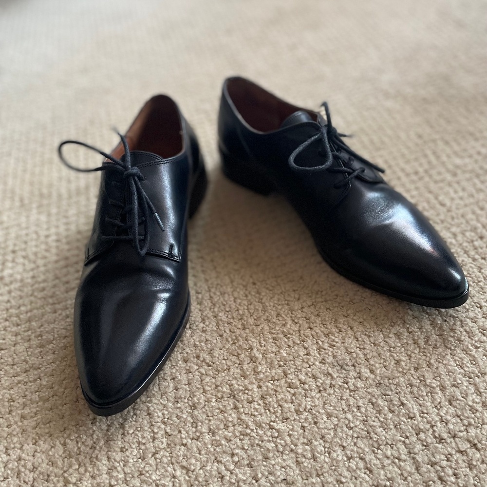 FRYE - Black Leather Lace-up Erica Oxford Shoes, Women's 9M